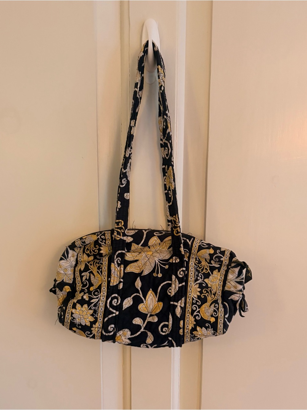 VTG Retired Vera Bradley Yellow Bird Duffel Bag Quilted Fabric Shoulder Purse